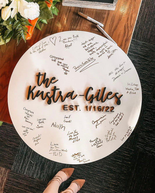 Custom Name Round - Wedding Guest Book